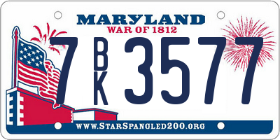 MD license plate 7BK3577