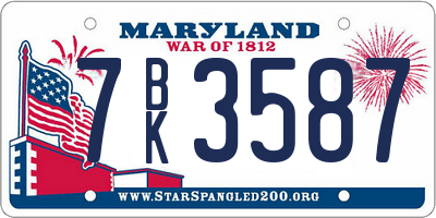 MD license plate 7BK3587