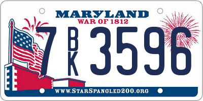 MD license plate 7BK3596