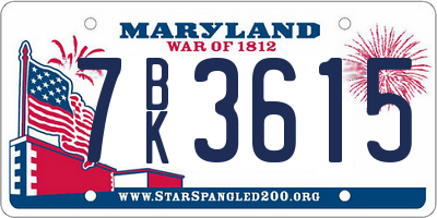 MD license plate 7BK3615