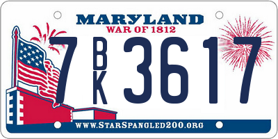 MD license plate 7BK3617