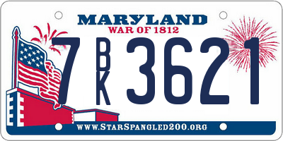 MD license plate 7BK3621