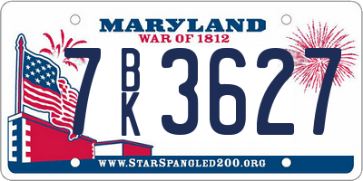 MD license plate 7BK3627
