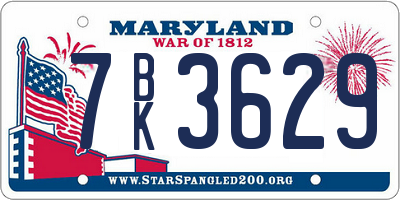 MD license plate 7BK3629