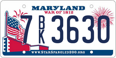 MD license plate 7BK3630