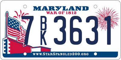 MD license plate 7BK3631