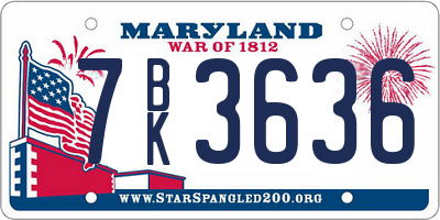 MD license plate 7BK3636