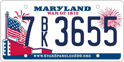 MD license plate 7BK3655