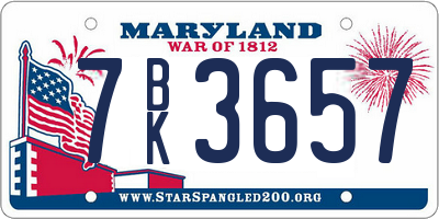 MD license plate 7BK3657