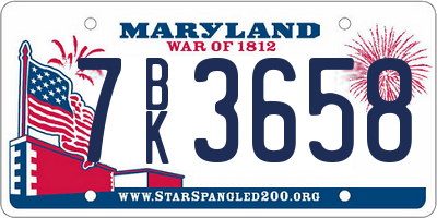MD license plate 7BK3658
