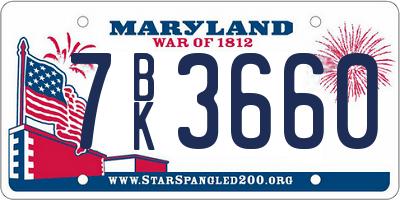 MD license plate 7BK3660