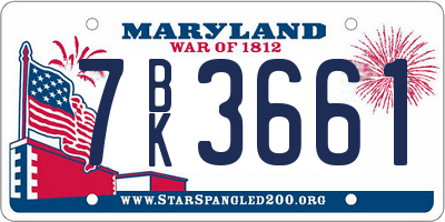 MD license plate 7BK3661