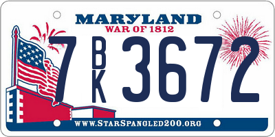 MD license plate 7BK3672