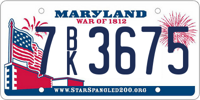 MD license plate 7BK3675