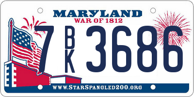 MD license plate 7BK3686