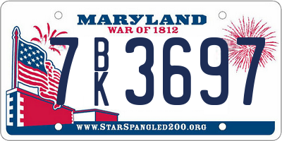 MD license plate 7BK3697