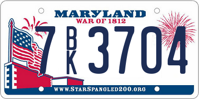 MD license plate 7BK3704