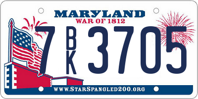 MD license plate 7BK3705
