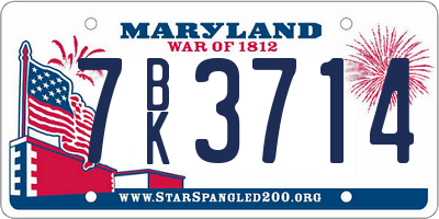 MD license plate 7BK3714