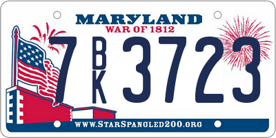 MD license plate 7BK3723