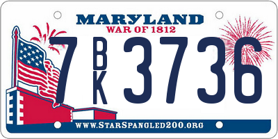 MD license plate 7BK3736
