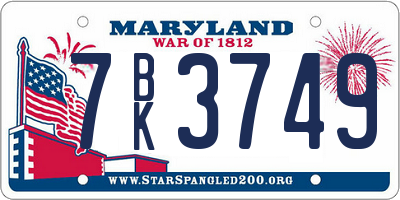 MD license plate 7BK3749