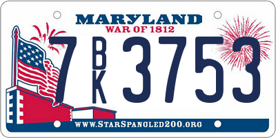 MD license plate 7BK3753