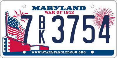 MD license plate 7BK3754