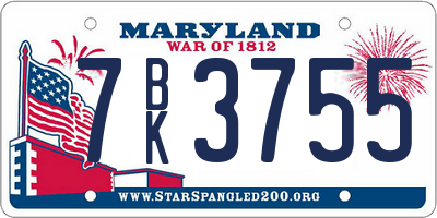 MD license plate 7BK3755