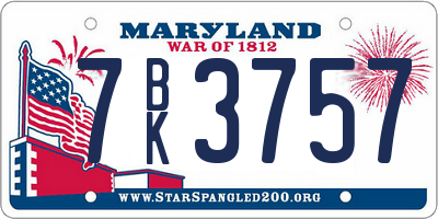 MD license plate 7BK3757