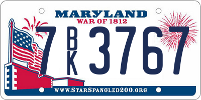 MD license plate 7BK3767