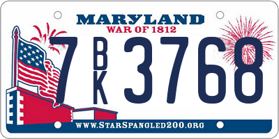 MD license plate 7BK3768