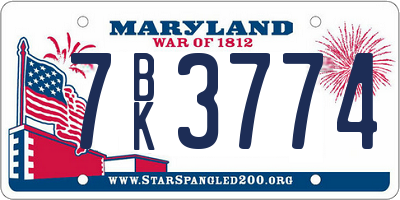 MD license plate 7BK3774