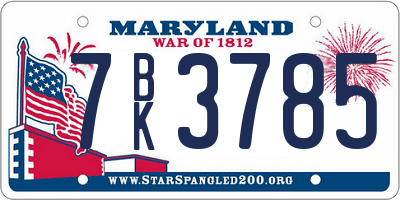 MD license plate 7BK3785