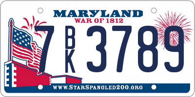 MD license plate 7BK3789