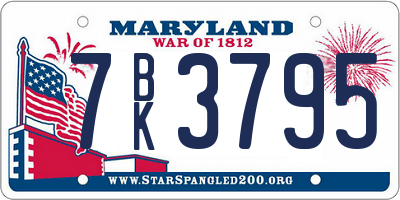 MD license plate 7BK3795
