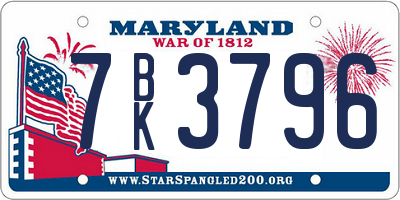 MD license plate 7BK3796