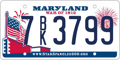MD license plate 7BK3799