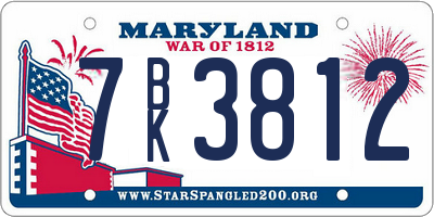 MD license plate 7BK3812
