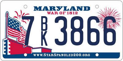 MD license plate 7BK3866