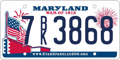 MD license plate 7BK3868