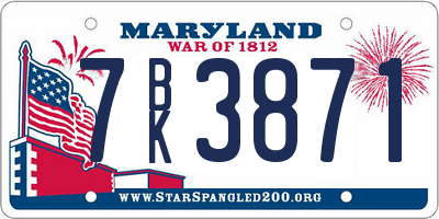 MD license plate 7BK3871