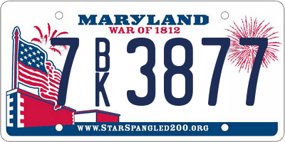 MD license plate 7BK3877