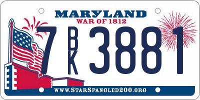 MD license plate 7BK3881