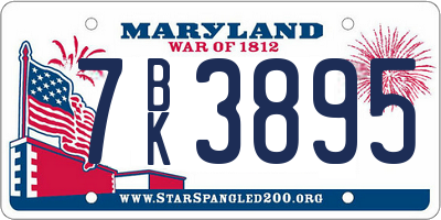 MD license plate 7BK3895