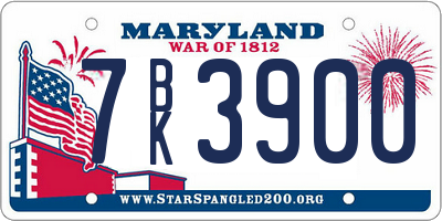 MD license plate 7BK3900