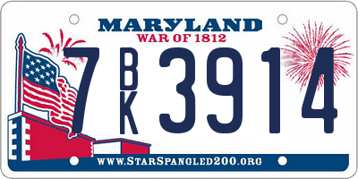 MD license plate 7BK3914