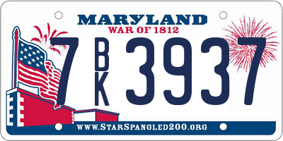 MD license plate 7BK3937