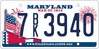 MD license plate 7BK3940