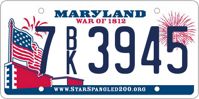 MD license plate 7BK3945